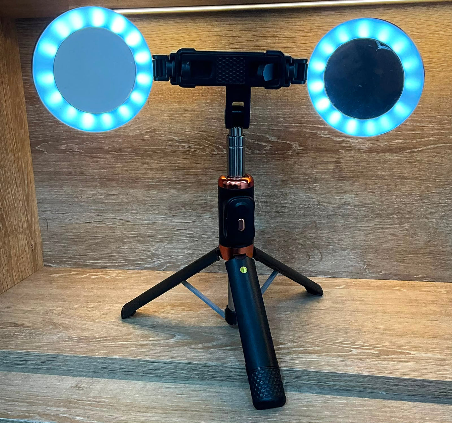 Soporte con aro de iluminación doble