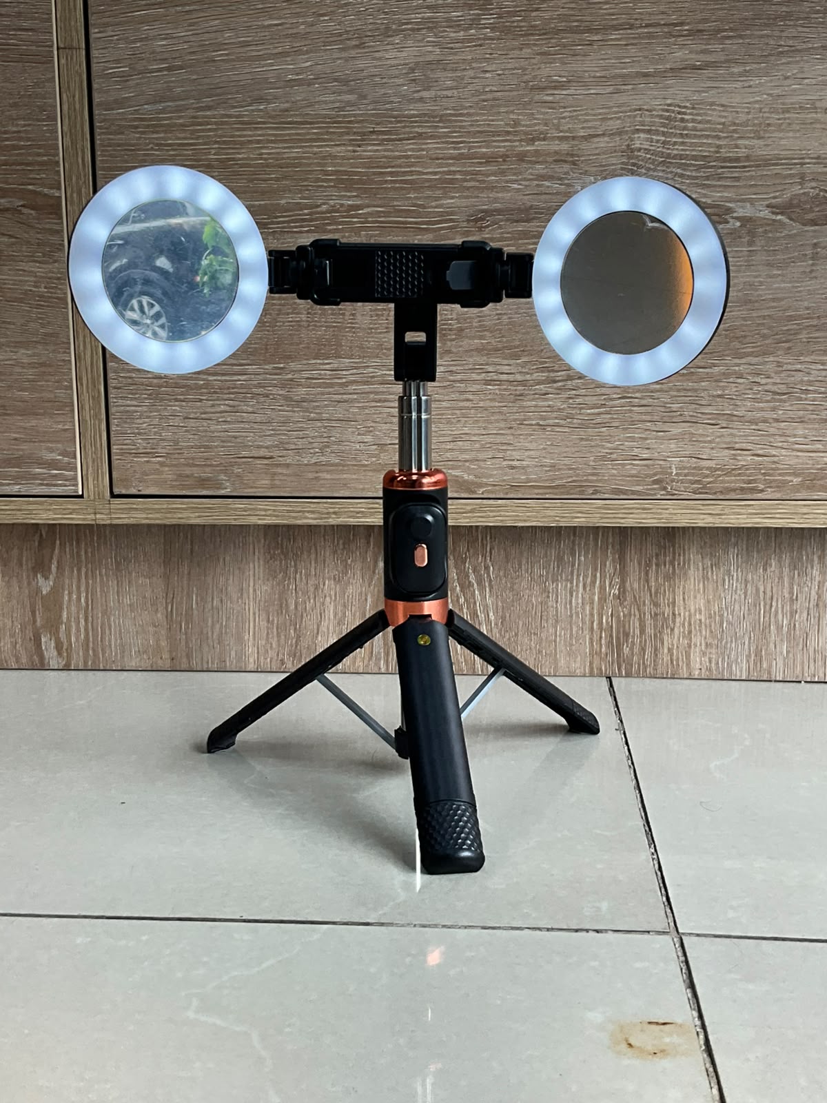 Soporte con aro de iluminación doble